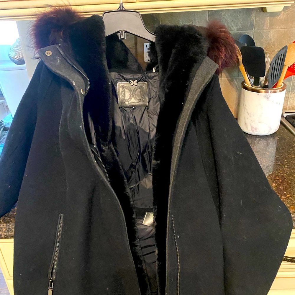 Dawn Levy Black Coat - Fur Hood and Trim